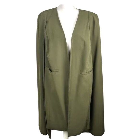 NWT Eloquii Plus Size Cape Cloak With Attached Vest Midi Length Green - Picture 2 of 10